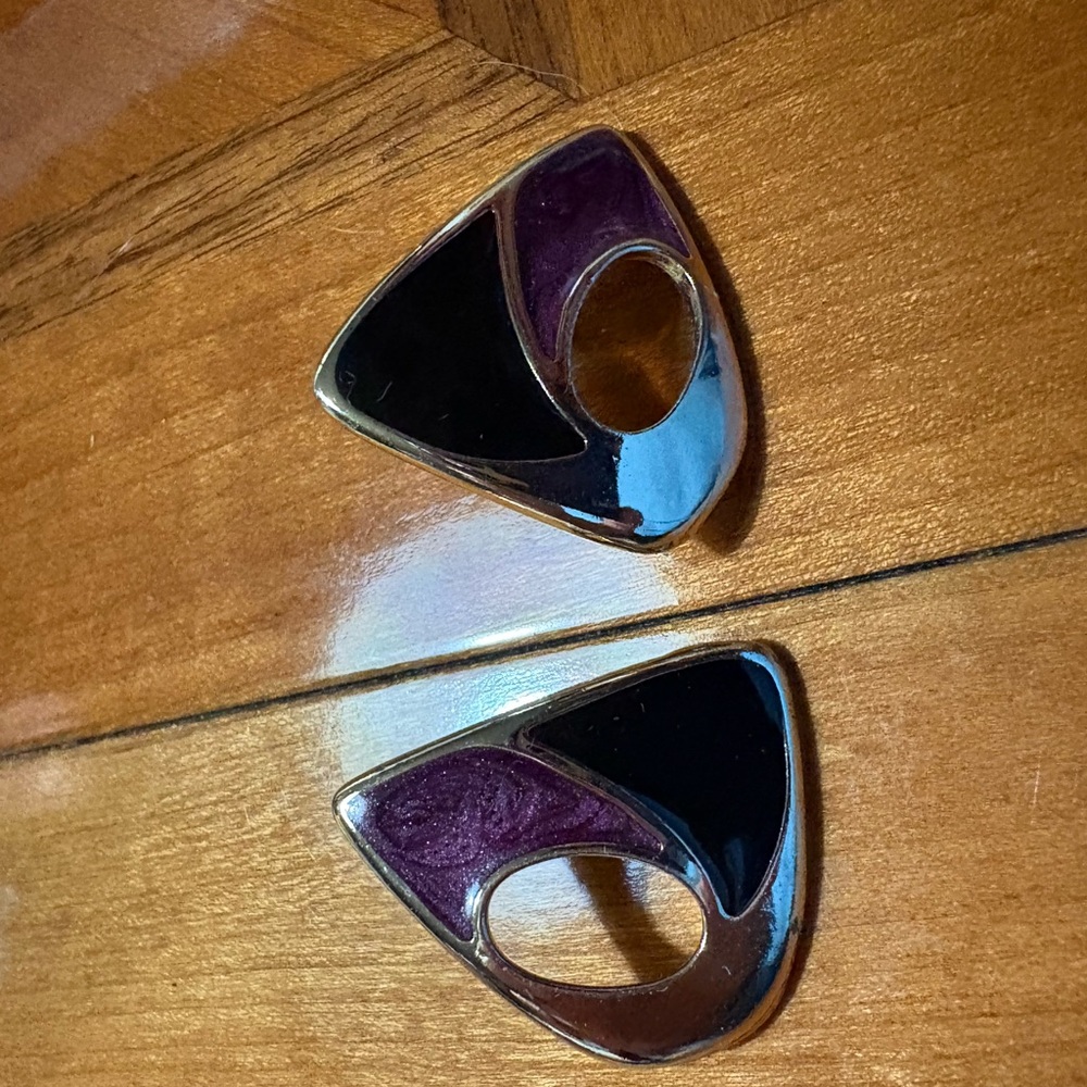 Purple and Black Geometric Earrings
